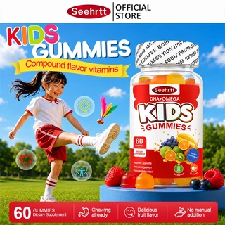 Seehrtt DHA+โอเมก้าี3กัมมี วิตามินเด็ก วิตามินรวม อาหารเสริม บํารุงสมองDHA&Omega3 Gummy Kid's Vitamin Supplement 100PCS