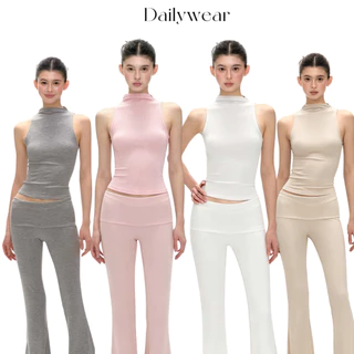 Dailywear พร้อมส่ง ✨เสื้อกล้ามคอกึ่งสูงไร้แขน ผ้ายืดกระชับรูปร่าง สีพื้นใส่ชั้นในได้ทุกชุด