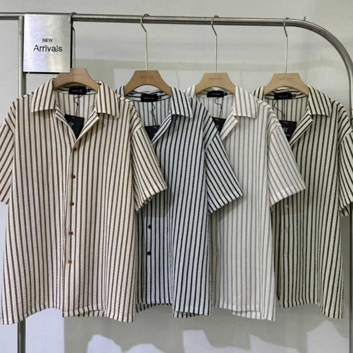 เสื้อเชิ้ตผู้ชาย เสื้อเชิ้ตลายทางผู้ชาย หกสีพร้อมส่ง ดีไซน์เรียบหรู ใส่สบายทุกโอกาส