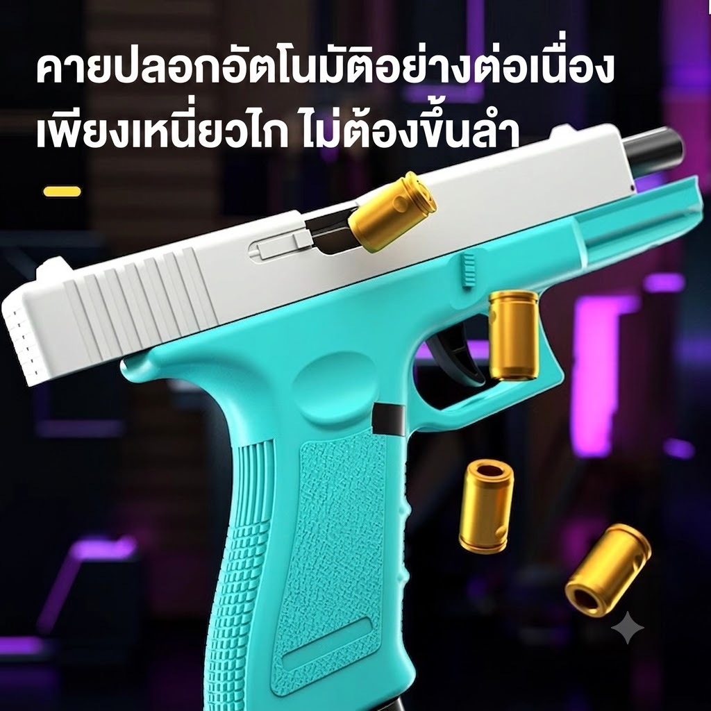 ปืนของเล่น Glock G18 ระบบดีดปลอกกระสุนอัตโนมัติ ปืนของเล่นสำหรับเด็ก ปืนของเล่นจำลองใช้กระสุนนิ่ม ระบบรีคอยล์ สำหรับเด็ก