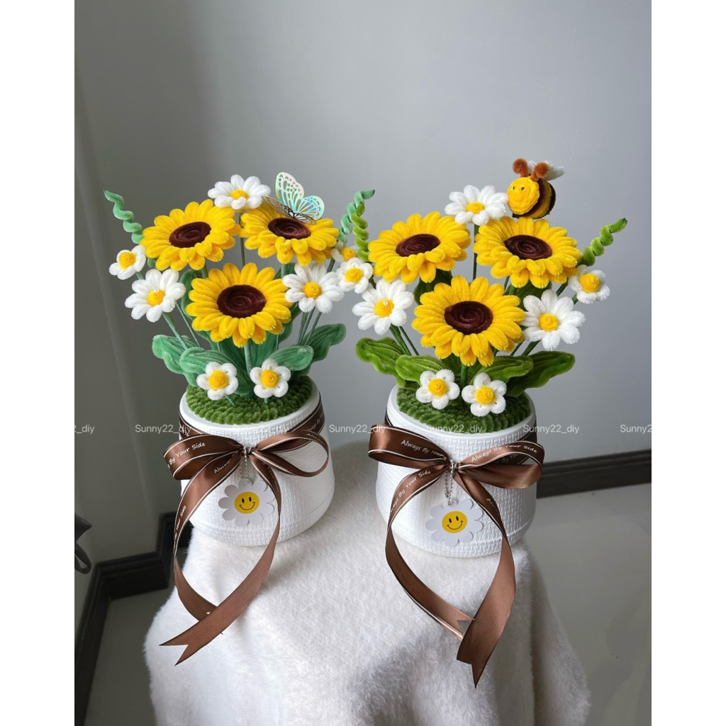 (พร้อมส่ง)📮กระถางดอกไม้ลวดกำมะหยี่DIY