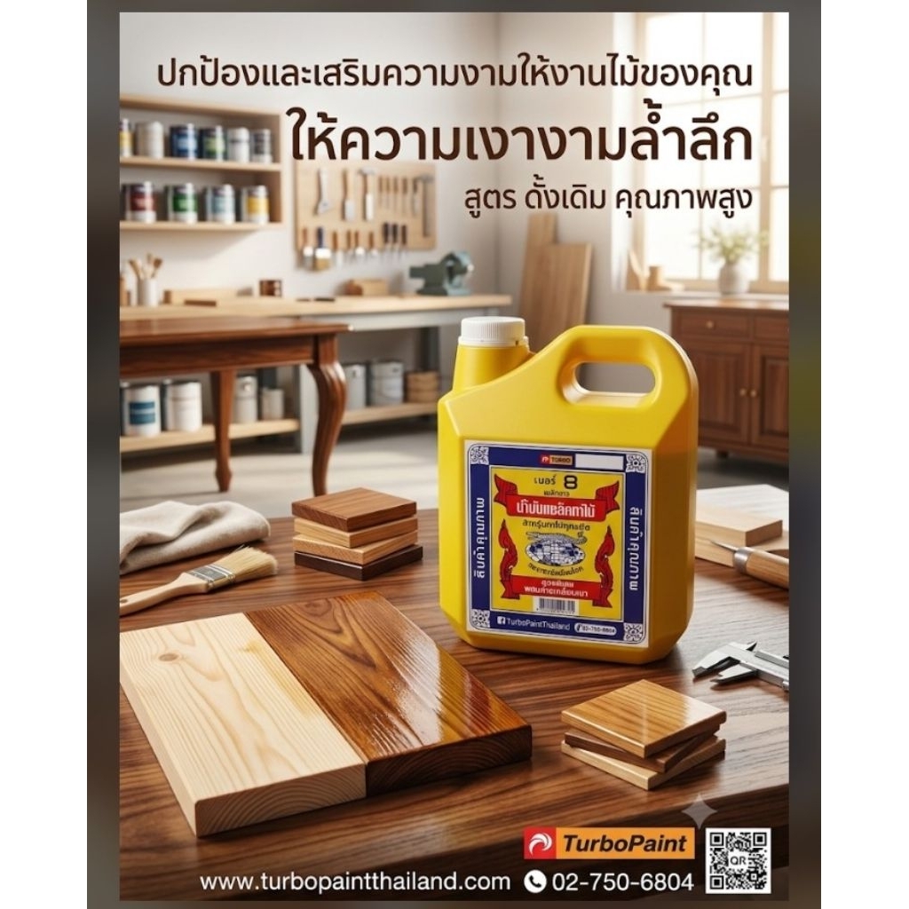 (1แกลอน=2.00กก.) น้ำมันแชล็คทาไม้ เบอร์ 8 แชล็คขาว สำหรับทาไม้ทุกชนิด ผสมสารเคลือบเงาใช้ทาไม้หรือย้อมสีในเนื้อไม้