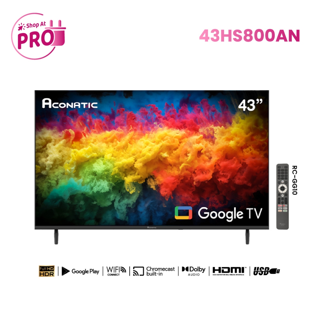 Aconatic ทีวี 43 นิ้ว FHD Google TV รุ่น 43HS800AN Netflix&Youtube,Wifi,Voice Search(รับประกัน 3 ปี)