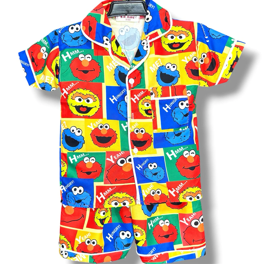 ชุดนอนเด็กแขนสั้น_ขาสั้น ไซส์ S-2XL (ผ้าคอตตอลผสมไหมอีตาลี)