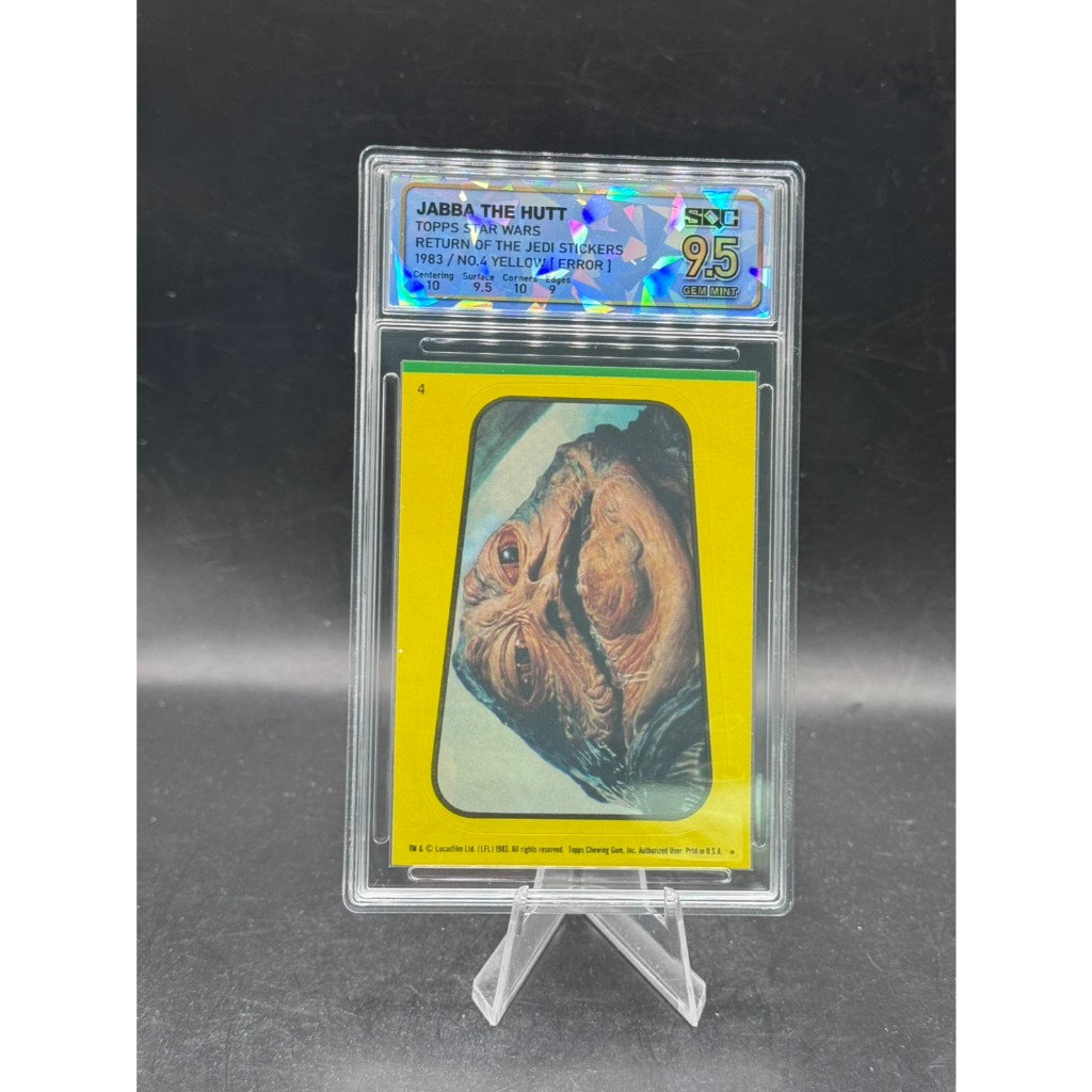 Jabba the Hutt - 1983 Topps Star Wars: Return of the Jedi Stickers - #4 Yellow [Error] - SQC 9.5 Gem
