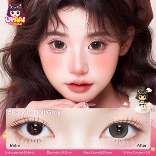 【FDA】UYAAI [0.00~5.00] คอนแทคเลนส์ที่มีสี สีน้ำตาล สีเทา Baddie Doll 14.5mm L SIZE--30 วัน