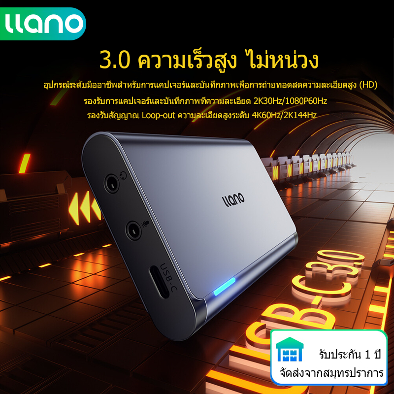 Llano การ์ดจับภาพวิดีโอเสียง 4K, USB 3.0 HDMI Video Capture อุปกรณ์, 2K30HZ/1080P60HZ รับสมัคร/4K60HZ เอาต์พุตห่ว