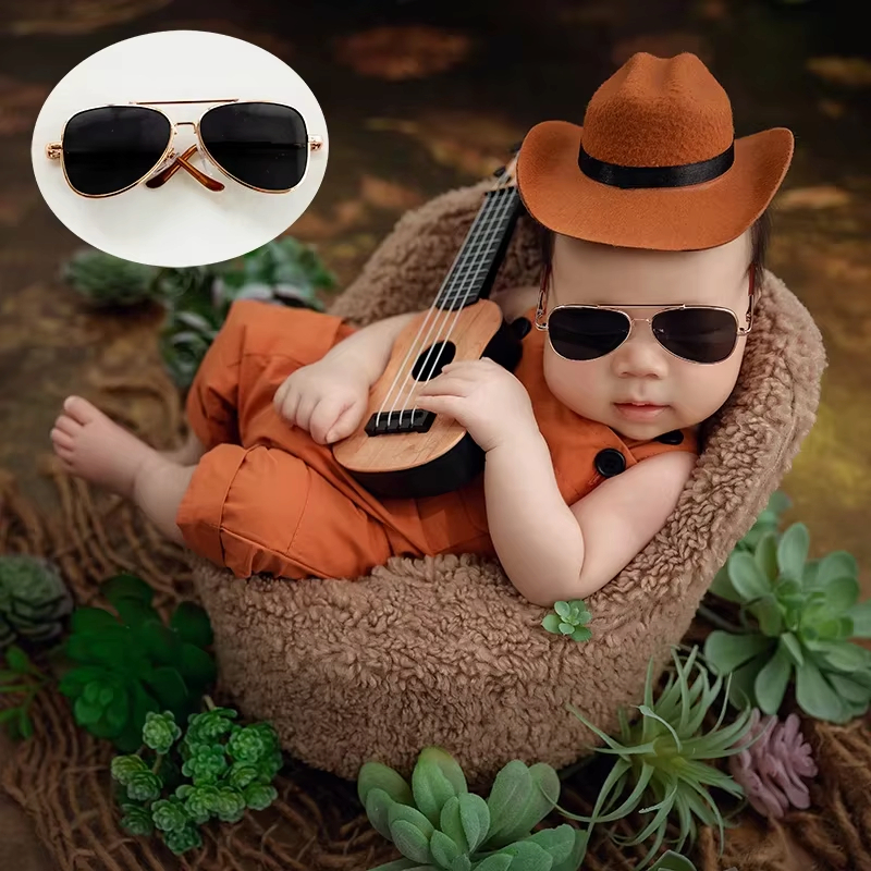 แว่นกันแดดเด็กทารกแรกเกิด แว่นตาเด็กเล็ก ทรง Aviator | พร็อพถ่ายภาพสตูดิโอ | แว่นแฟชั่นเด็ก กันแดดUV