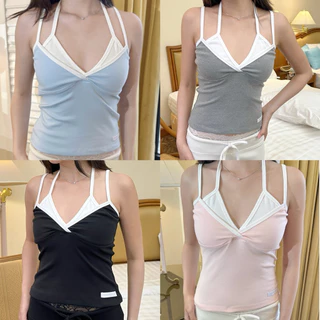 Sola top (เสื้อสายเดี่ยว ทูโทน คล้องคอ)