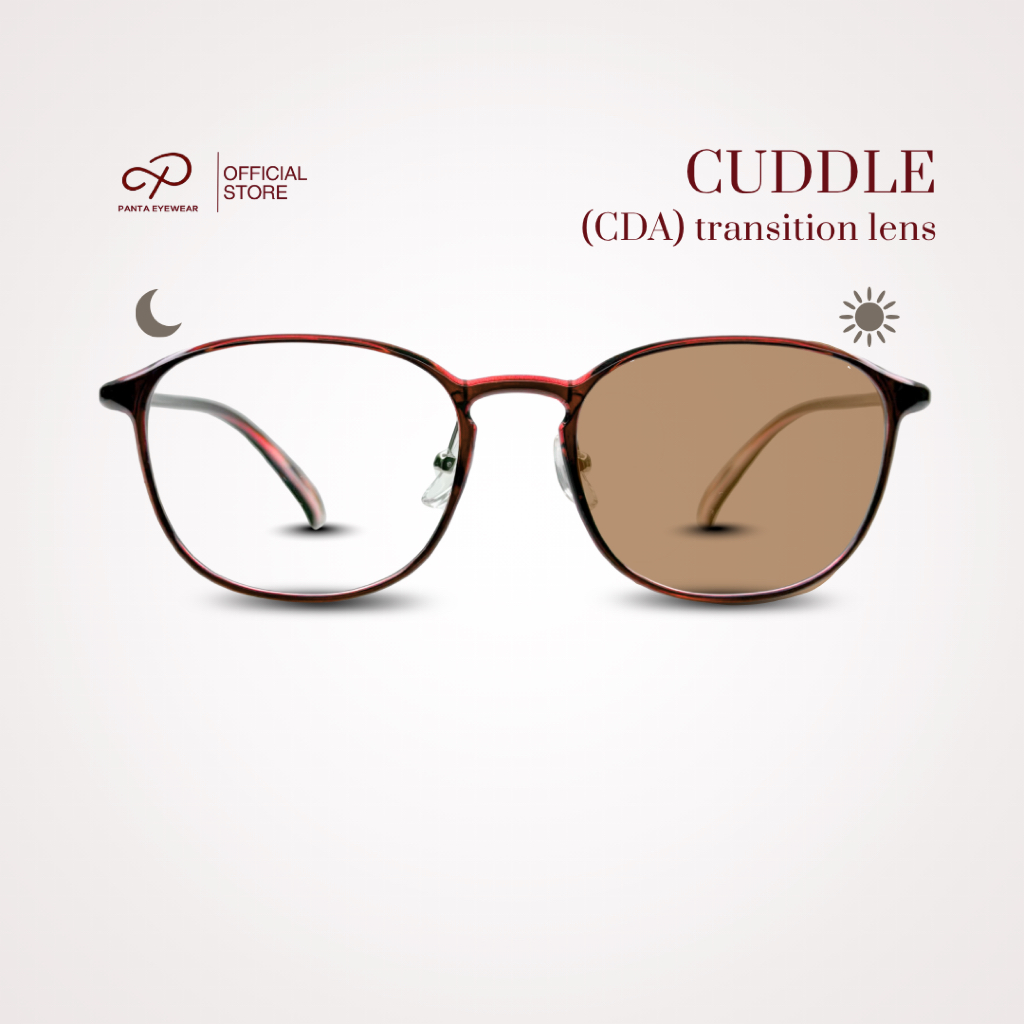 (สายตาสั้น) PANTA  | CDA : CUDDLE สี Cranberry แว่นกรองแสงสีฟ้าออกแดดเปลี่ยนสีชา