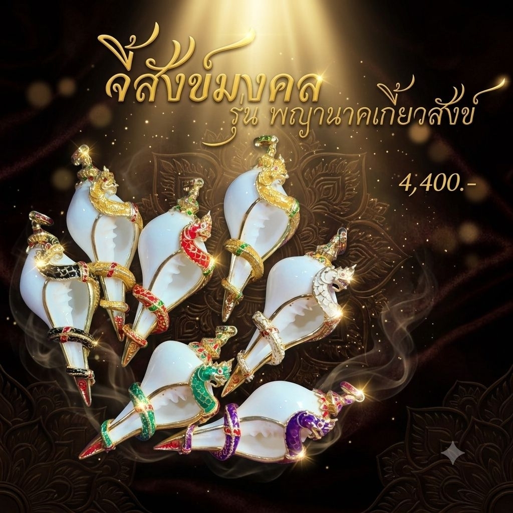 จี้หอยสังข์ลายพญานาค ลงยา ของแม่กำไล