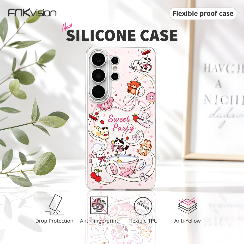 FNKvision เคสใสไม่เหลือง ขอบนุ่ม สำหรับ Samsung Galaxy A07 A17 A36 A55 A54 S25Ultra S24 A35 S23 S22 S26 S25 S24S23 22 21