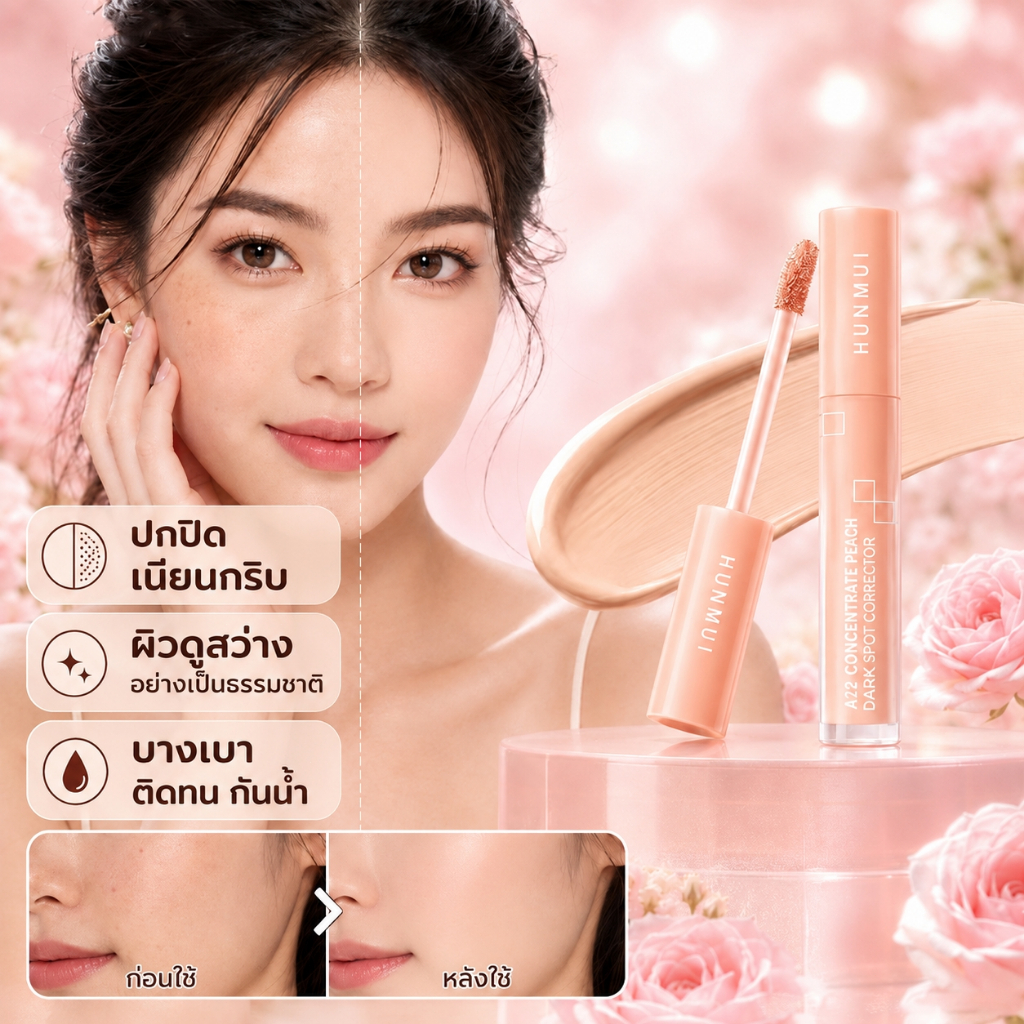 ครีมคอนซีลเลอร์สีพีช คอนซีลเลอร์และคอเรคเตอร์  ปกปิดใต้ตาคล้ำและจุดด่างดำ