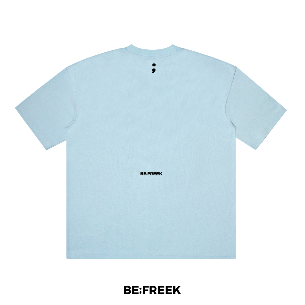 BE;FREEK เสื้อยืดเบสิคสกรีนโลโก้ BE;FREEK ทรง ORIGINAL สีฟ้าอ่อน BE;FREEK BASIC ORIGINAL LIGHT BLUE LOGO T-SHIRT