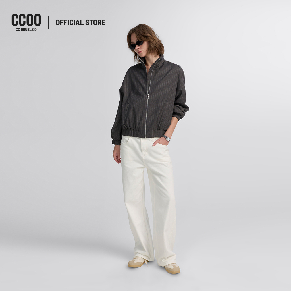 CC DOUBLE O LOW-RISE WHITE PANEL SEAM STRAIGHT JEANS ผู้หญิง กางเกงยีนส์เอวต่ำแต่งเส้นตะเข็บ รุ่น O26WGWA100 (AW26 #P2)