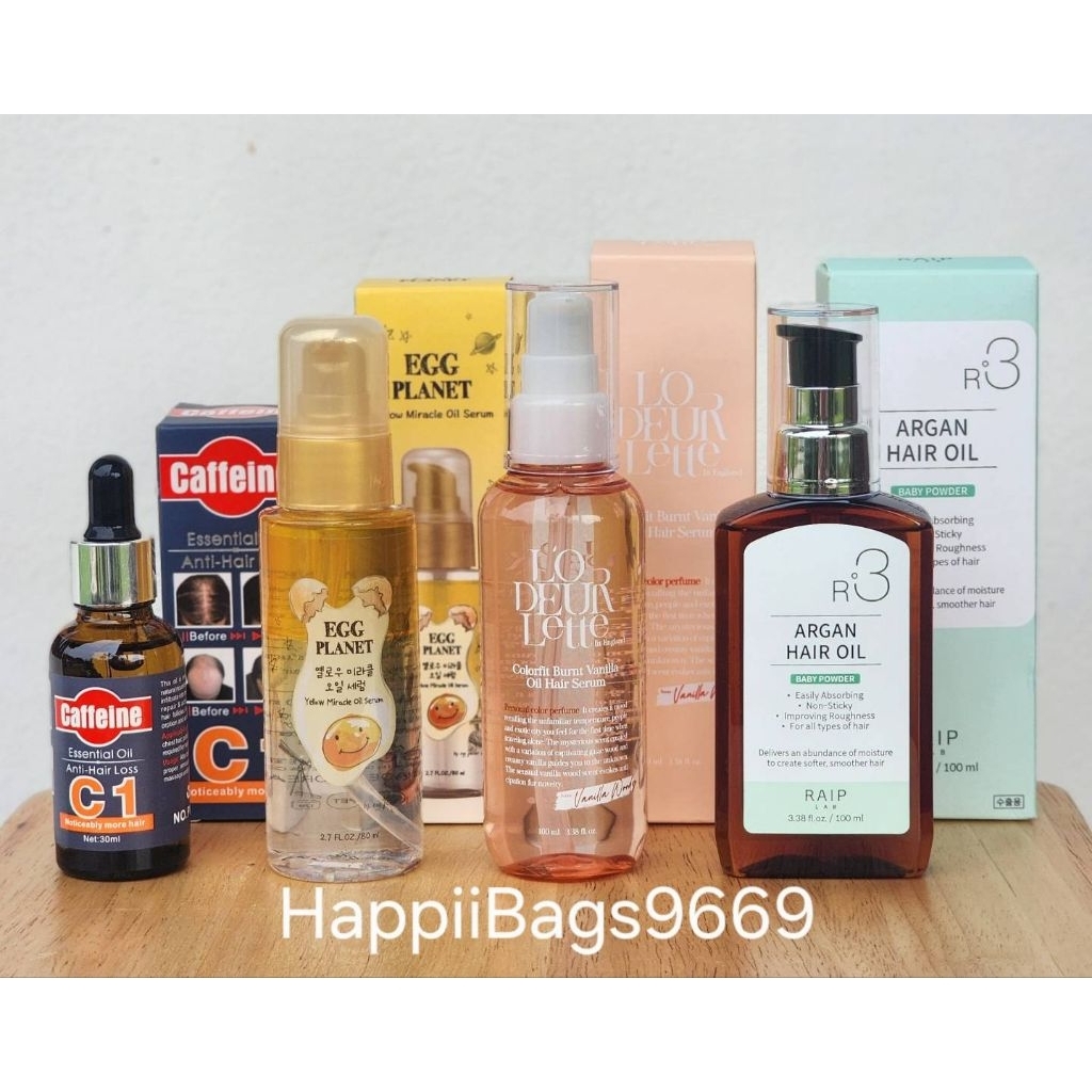 🍑รวมออยล์เซรั่มบำรุงผม แบรนด์ CAFFEINE, EGG PLANET (Daeng Gi Meo Ri), L'ODEURLETTE, RAIP LAB