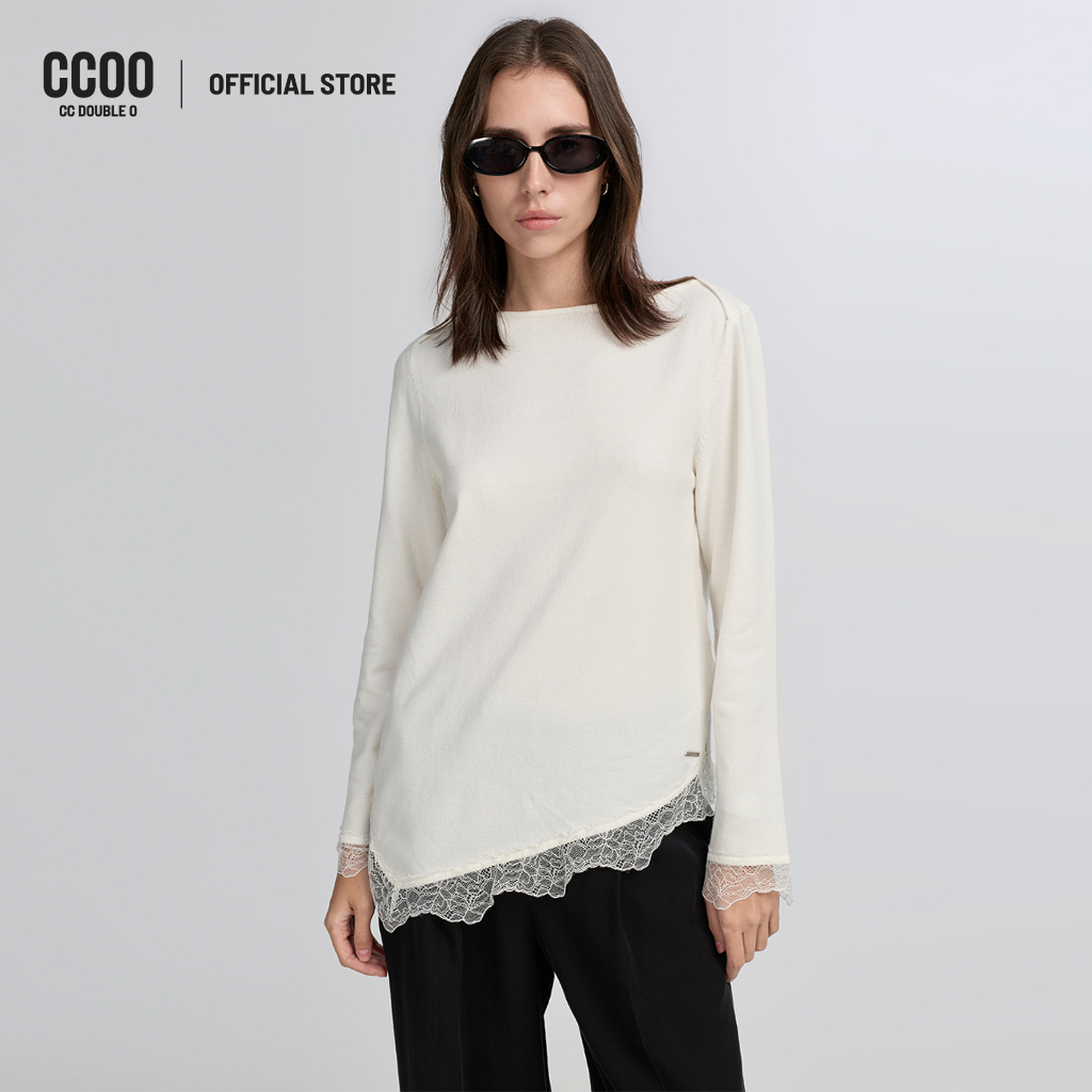 CC DOUBLE O LACE LONG SLEEVE TOP ผู้หญิง เสื้อแขนยาวแต่งชายลูกไม้ รุ่น O26WGWA149 (AW26 #P2)