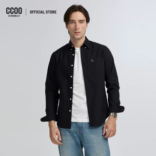 CC DOUBLE O SIGNATURE LONG SLEEVE OXFORD SHIRT ผู้ชาย เสื้อเชิ้ตแขนยาวผ้าอ็อกซ์ฟอร์ดปักนก รุ่น O26WGMA031 (AW26 #P3)
