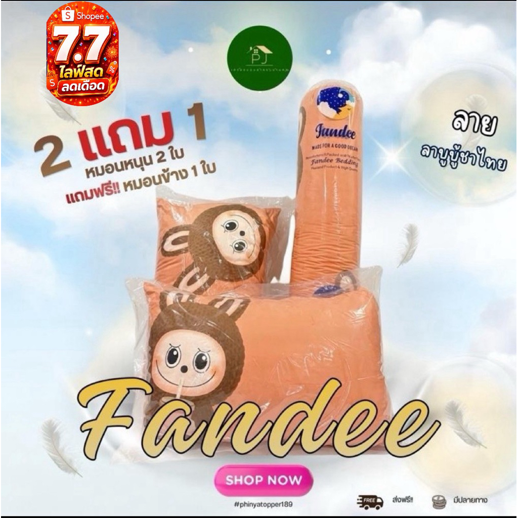 Fandee ลูกหมอนลายการ์ตูน 2 ชิ้น ฟรี 1 ชิ้น หมอนหนุน2หมอนข้าง1 ลายเดี๋ยวกัน  คุณภาพดี สำหรับเด็กและผู้ใหญ่