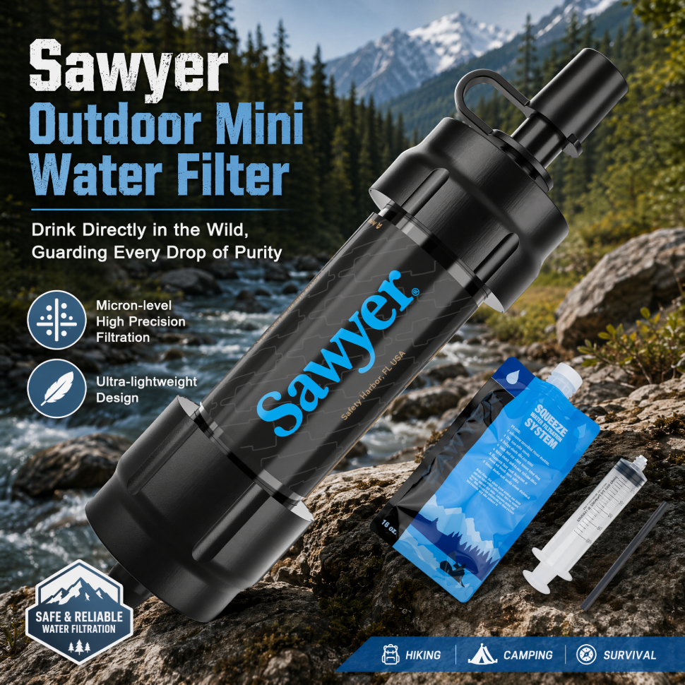 เครื่องกรองน้ำพกพา Sawyer Mini Filter สีดํา
