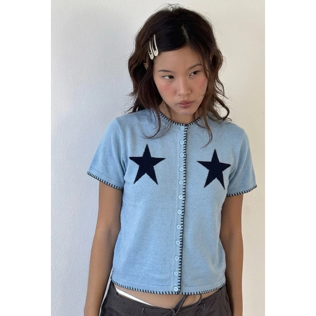 MALI two stars knitted top คอตตอน100% ไม่หนาใส่สบาย