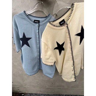 MALI two stars knitted top คอตตอน100% ไม่หนาใส่สบาย