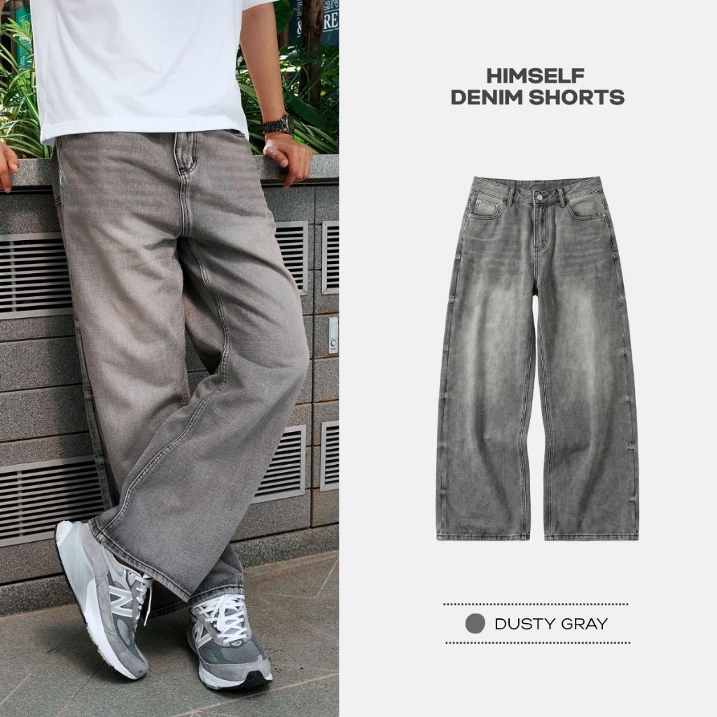 HIMSELF Dusty Grey Baggy Jeans กางเกงยีนส์ทรง Baggy สีเทาฟอกเฟด