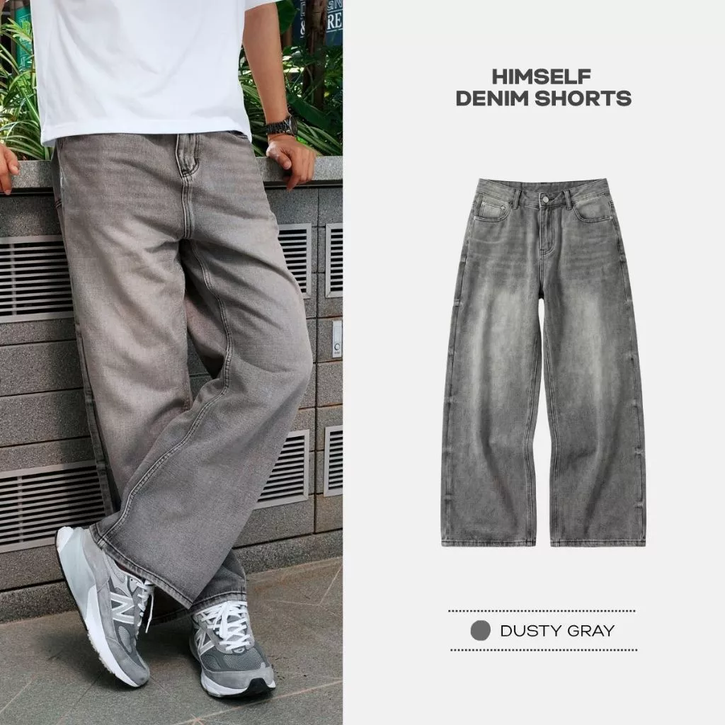 HIMSELF Dusty Grey Baggy Jeans กางเกงยีนส์ทรง Baggy สีเทาฟอกเฟด