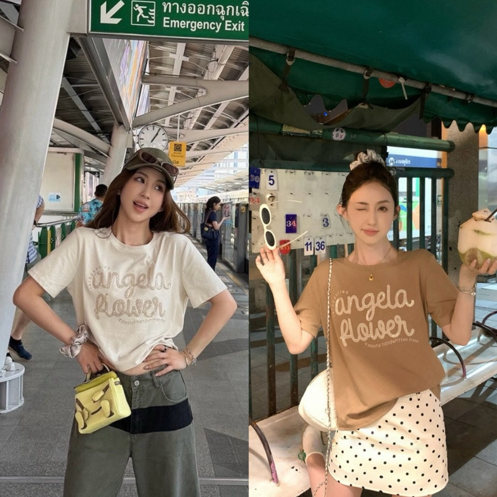 10124 เสื้อคอกลมแขนสั้น แต่งลายทอเลื่อม เนื้อผ้าดี ทรงสวย TAG:WG.WE