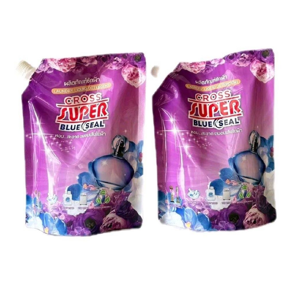 ใหม่ล่าสุด!!!Crosssuper ผลิตภัณฑ์ซักผ้า ครอสซุปเปอร์ Blue Seal ขนาด700มล.ต่อถุง หอม...ถนอมเส้นใยผ้าสะอาด