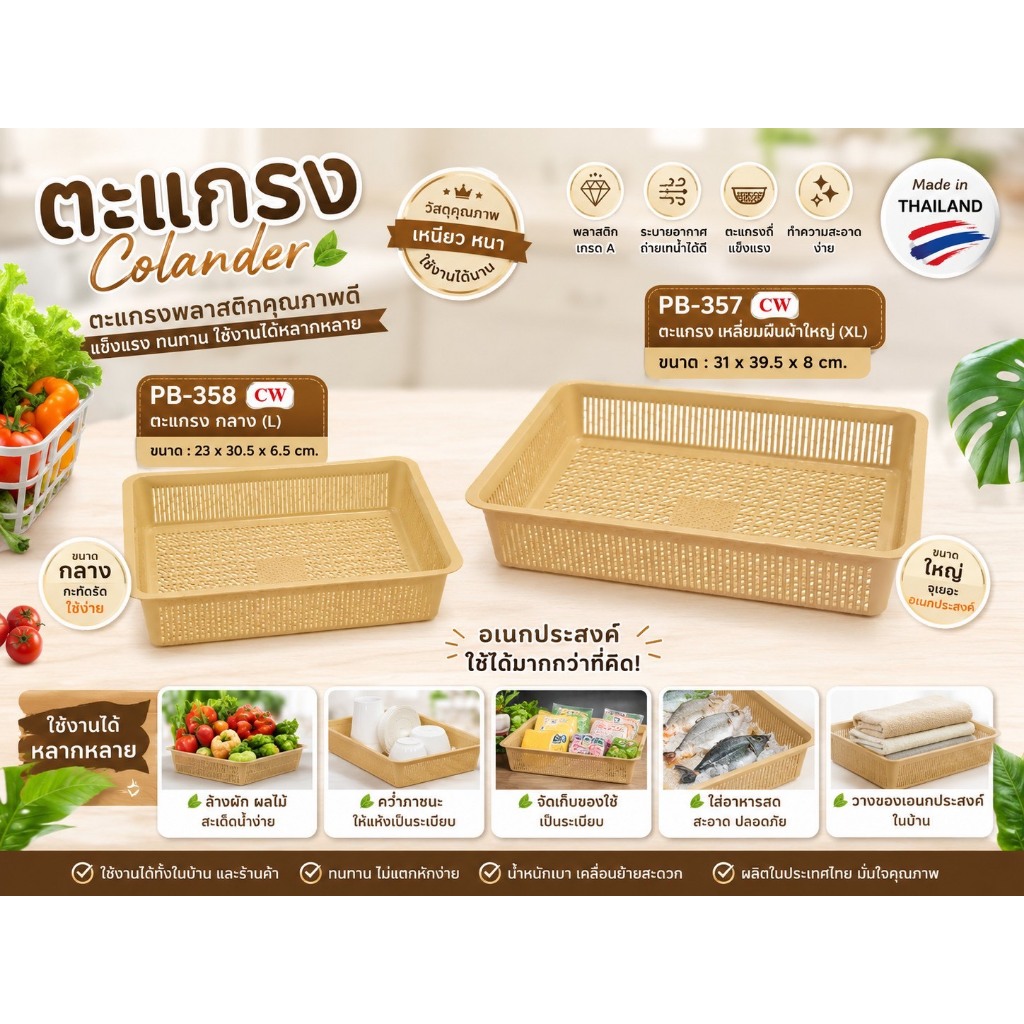 PB-357 / PB-358  ตะกร้าสี่เหลี่ยมผืนผ้า สีน้ำตาล ( พร้อมส่ง )