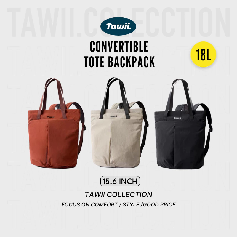 Tawii. กระเป๋าเป้สะพายหลัง Convertible กระเป๋า Totepack ความจุขนาดใหญ่ กระเป๋าเป้ กันน้ำน้ําหนักเบา