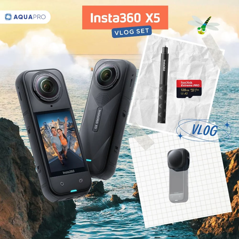 Insta360 X5 Vlog Set ประกันศูนย์ไทย Insta360 X5 Action Camera 8K 360 Action Cam By Aquapro