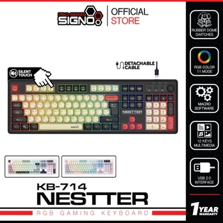 SIGNO KB-714 คีย์บอร์ดเกมมิ่ง Gaming Keyboard (Rubber Dome Switch) ไฟ RGB มีซอฟแวร์มาโคร