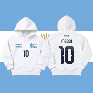 Hot Lionel Messi Argentina Number 10 football jersey/long sleeves/sports เสื้อโค้ท/child and adult เสื้อฮู้ด Unisex