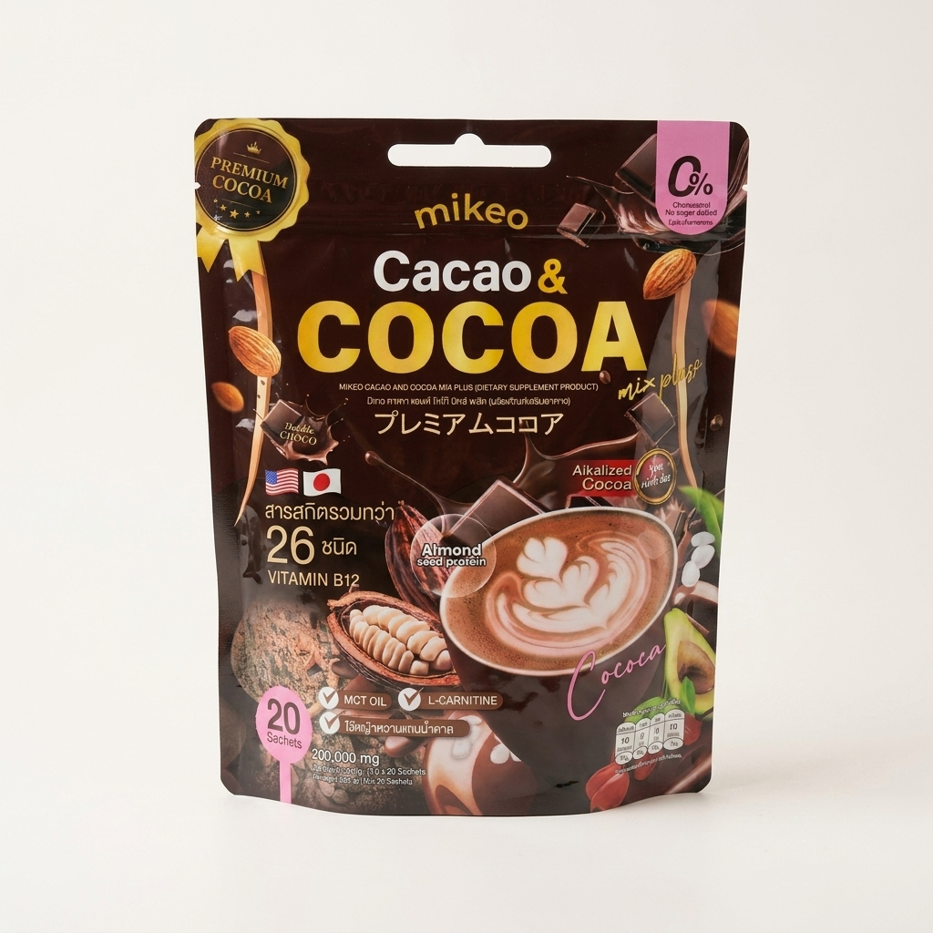 Mikeo Cacao & Cocoa มิเกว คาเคา & โกโก้ 1 ห่อ 20 ซอง
