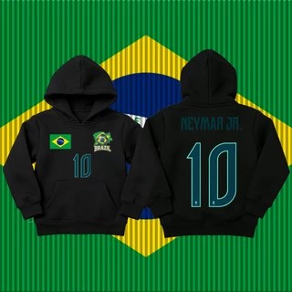 Brazil/Neymar JR No.10 jersey เด็ก เสื้อฮู้ด/Football Hoodie/Summer sun protection clothing M-3XL and 120CM-150CM Unisex