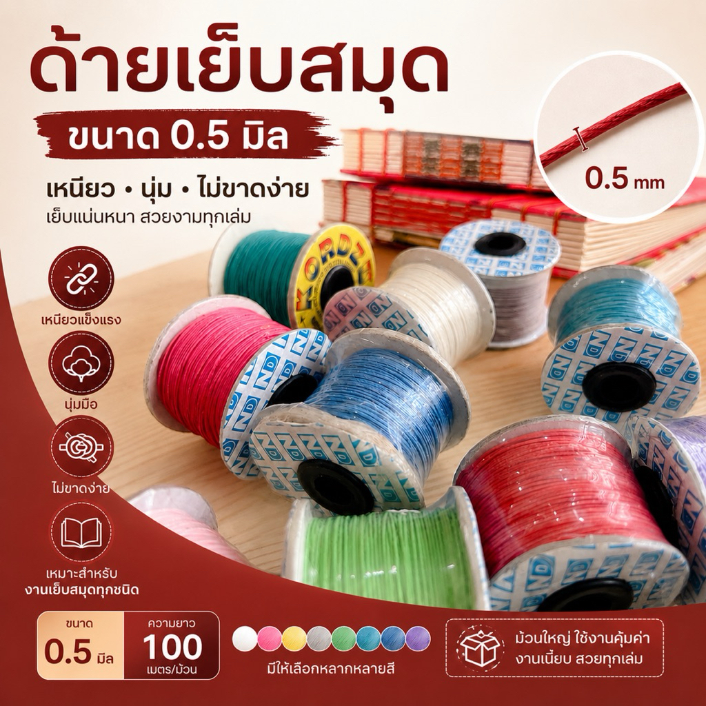 Book Binding อุปกรณ์เย็บสมุด 📕  ด้ายคอตคอน  เขือก ด้ายเย็บสมุด