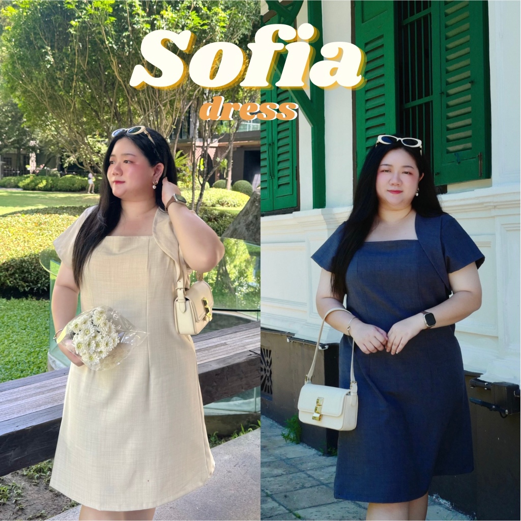 (ส่ง20ก.ย.)Sofia Dress เดรสสาวอวบทรงสวย คลาสิค ทรงเอพรางหุ่น #เสื้อผ้าสาวอวบ Plussize