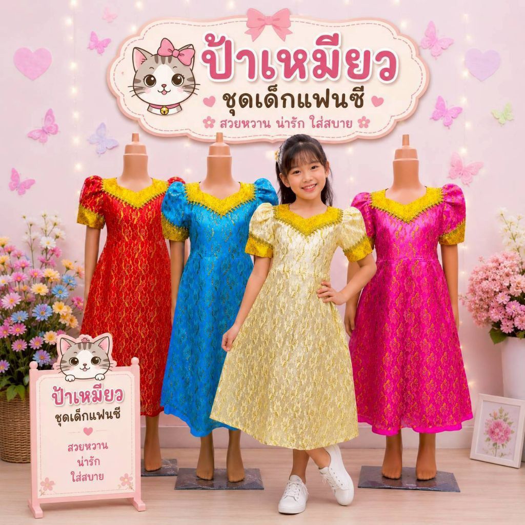 ชุดฟิลิปปินส์เด็กหญิงชุดอาเซียนสินค้าพร้อมส่งในไทย