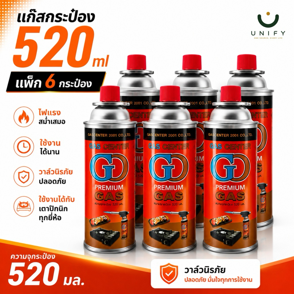 [6 กระป๋อง] แก๊สกระป๋อง แก๊สบิวเทน GC Premium Gas 250 กรัม เตาปิคนิค พกพา ส่งไว