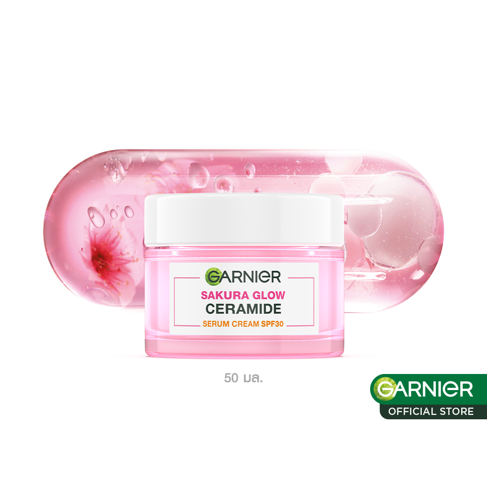 การ์นิเย่ ซากุระ โกลว์ ไฮยาลูรอน เดย์ เซรั่ม ครีม SPF30/PA+++ 50 มล. Garnier Day Cream ครีมบำรุงผิวหน้า ครีมทาหน้า