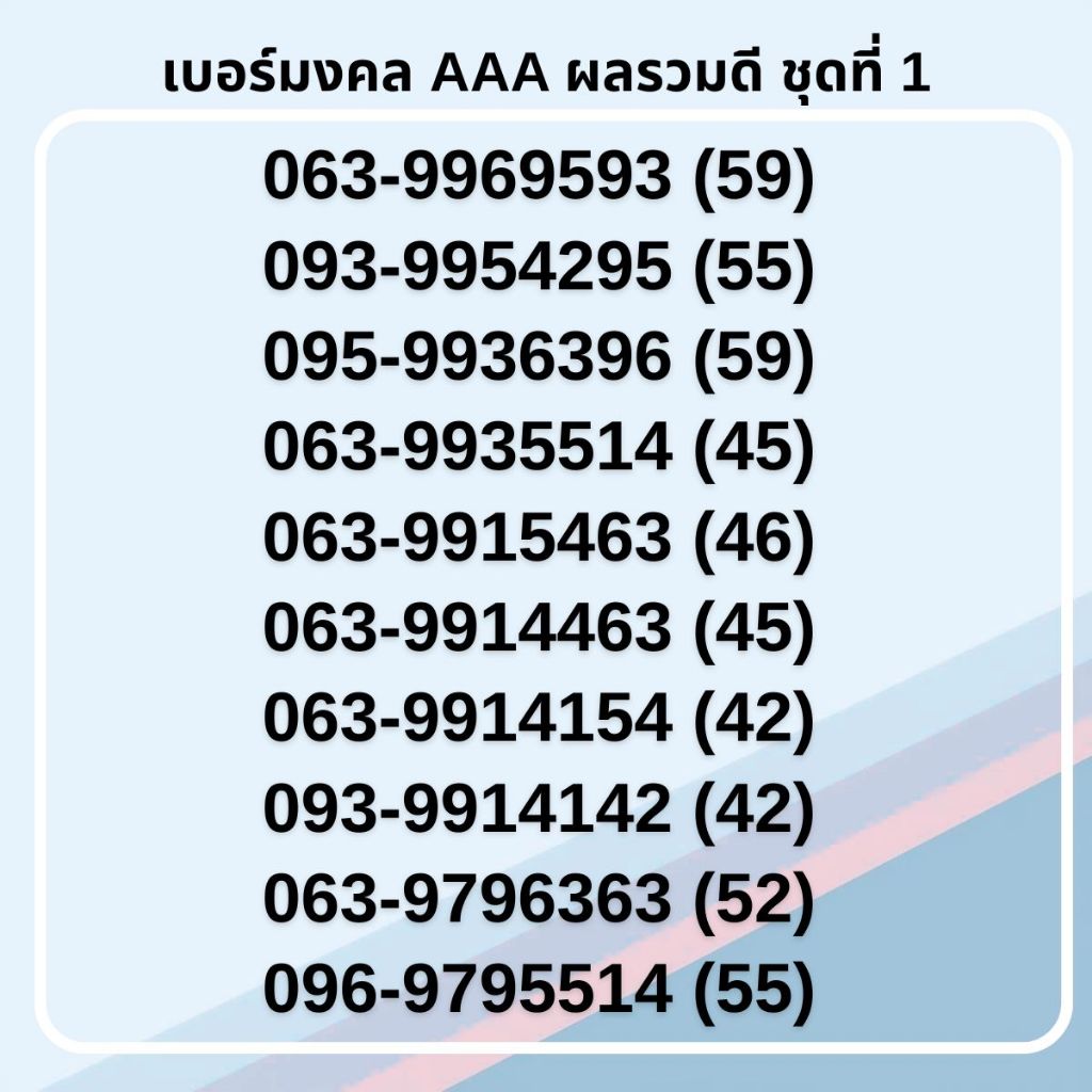 เบอร์มงคล เกรด AAA ไม่มีคู่เสีย คัดพิเศษ ทรูมูฟเอช รายเดือน [ชุดที่ 1]