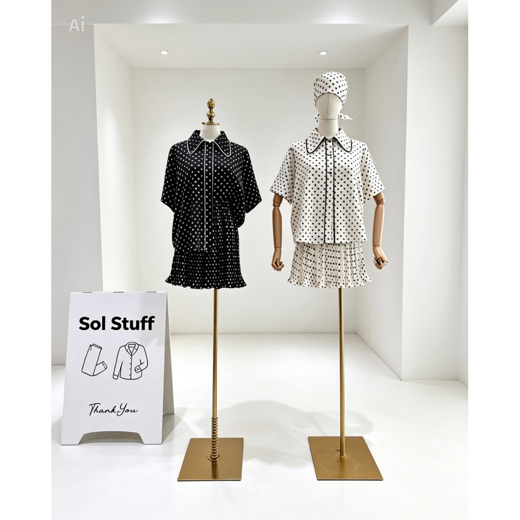 Florence bloom pleated set" ดีเทลตัวเสื้อแขนสั้นทรงoversizeคอปกมนเดินกุ้นปกและสาบ มาคู่กับกระโปรงสั้นอัดพลีท