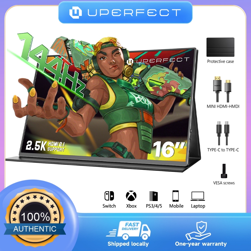 UPERFECT 2.5K 120hz Portable Monitor   16-inch  2K Matte IPS  Eye Care Screen Gaming Laptop Display 