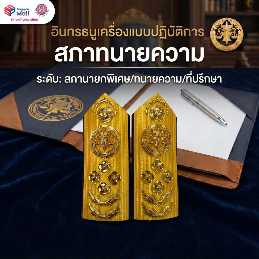 อินทรธนูสภาทนายความ ระดับ สภานายกพิเศษ/ทนายความ/ที่ปรึกษา เครื่องหมายบ่าชุดเครื่องแบบ ทนายความ งานปักดิ้นทอง
