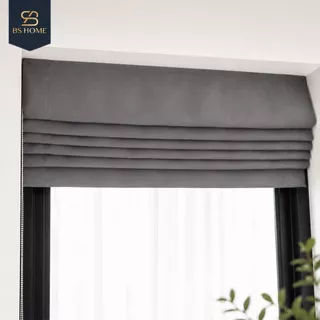 BS HOME ม่านพับ 1 ชั้น พร้อมอุปกรณ์รางม่านครบชุด ผ้าทึบแสงกันยูวี 98% มี 8 สีให้เลือก