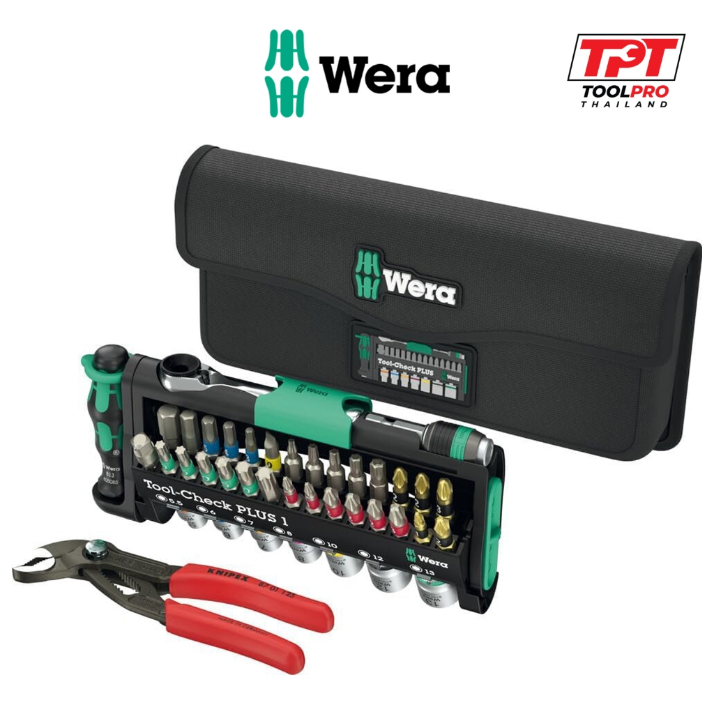 Wera ชุดเครื่องมือ / กระเป๋า / คีม Tool-Check Combi 1, Knipex Cobra Plier Set (05049070001)