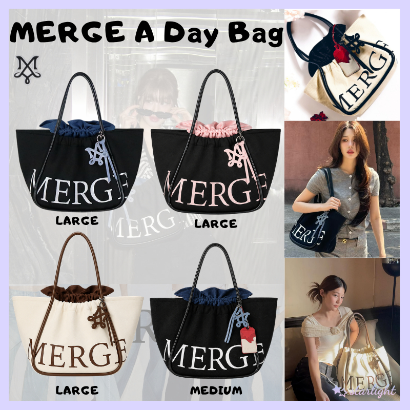 MERGE A DAY BAG Merge กระเป๋า official กระเป๋าถือ สะพายข้าง ใหญ่ พับได้ หลายช่อง กร