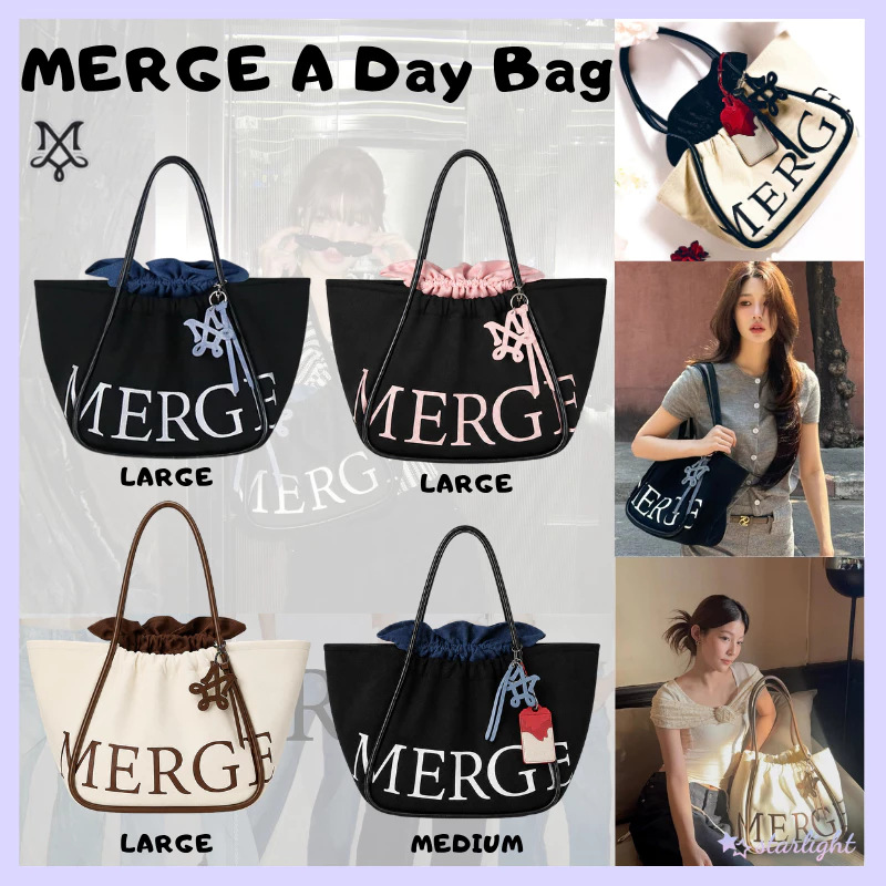MERGE A DAY BAG Merge กระเป๋า official กระเป๋าถือ สะพายข้าง ใหญ่ พับได้ หลายช่อง กร